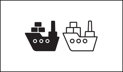 Ship vector outline and silhouette design