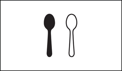 Spoon vector outline and silhouette design