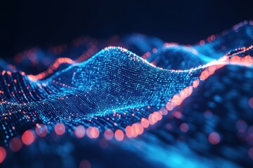 Visual representation of crypto waves showcasing dynamic patterns and vivid colors in a digital landscape of interconnected nodes and data flows