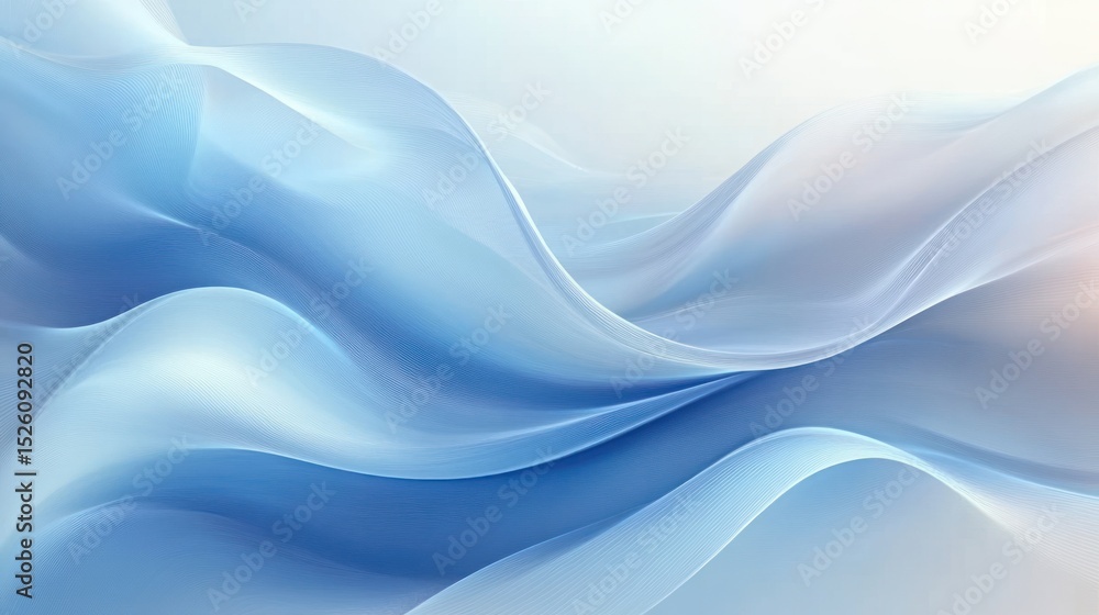 Aufkleber smooth flowing blue and white translucent waves creating a calm and serene abstract fabric-like text