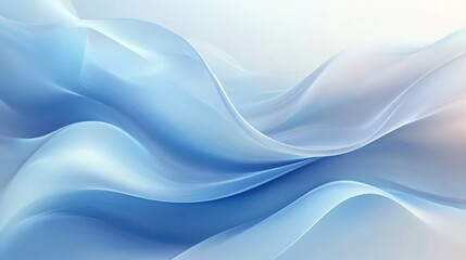 Fototapeta premium Smooth flowing blue and white translucent waves creating a calm and serene abstract fabric-like texture
