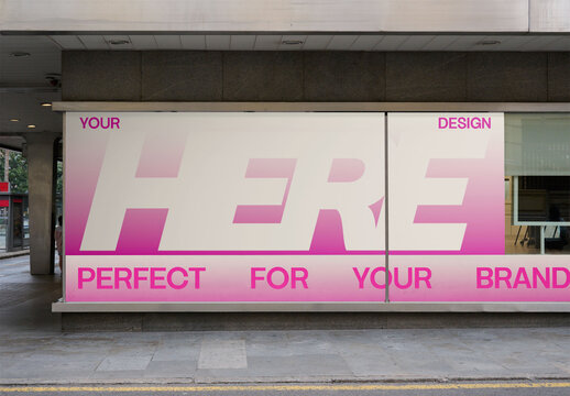 Two horizontal empty spaces for showcasing designs in a storefront.