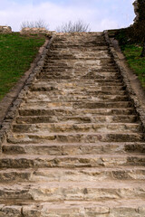 Old stone staircase made of dolomite.