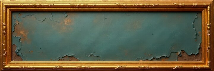 Thick gold rectangle frame with subtle texture , background, craft