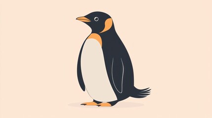 Obraz premium Cute Penguin Illustration on Pastel Background