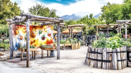 thriving community garden: fresh produce, engaged volunteers, and enhanced well-being—perfect for a vibrant sports area poster!