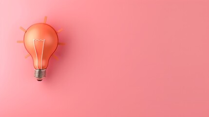 Idea concept with orange lightbulb on pink backdrop. Business and creative motivation. AI generative..