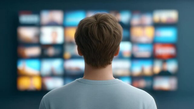 Screen Time Serenity: A person contemplates a vast array of digital entertainment choices, evoking a sense of decision paralysis amid the comforts of home.