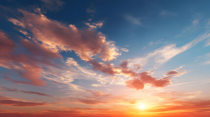 Stunning Sunset Sky Background Vibrant Colors and Cloudscape
