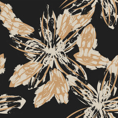 Neutral Colour Abstract Floral Seamless Pattern Design