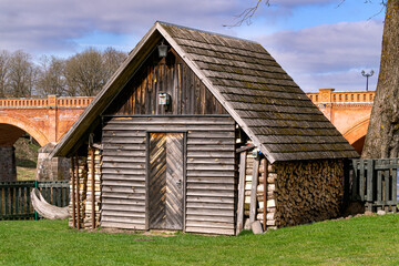 Antique restored old barn in Latvia in Kuldiga, 2025.