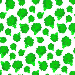 Broccoli seamless pattern. Vegetarian background. Bright and fun vegetable design for fabric, wallpaper, wrapping paper, or healthy food projects