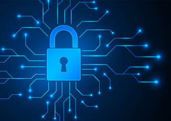 Cyber security digital background. Network technology hacker concept. Design for lock protect guard data system wireless wifi  cloud.