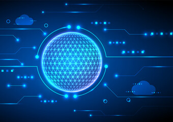 Digital technology background. Network cloud concept. Design for online data system wireless wifi map world.