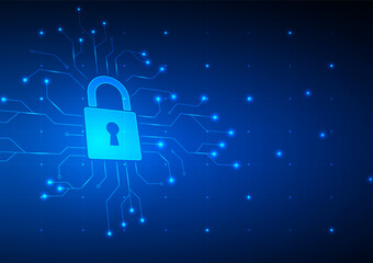 Cyber security digital background. Network technology  cloud concept. Design for lock protect guard data system wireless wifi hacker.
