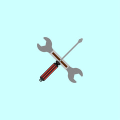 Wrench and screwdriver icon logo flat vector design
