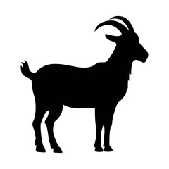 Standing goat side view silhouette isolated on transparent background