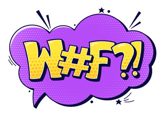 Swear speech bubbles Wtf and cute dark details.