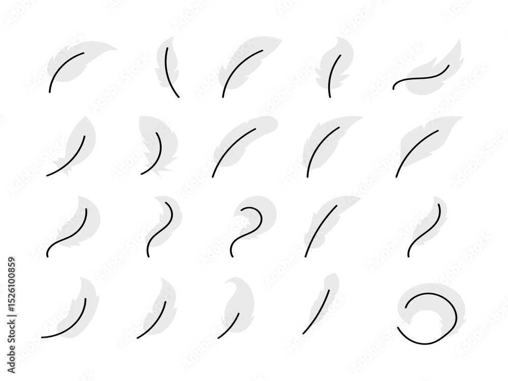 Poster minimal linear feather logo set