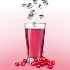 A glass of cranberry juice