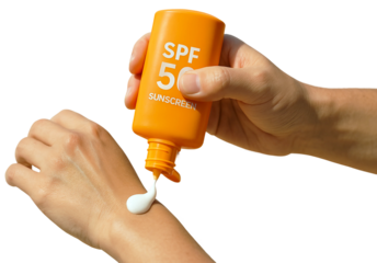 Applying SPF 50 Sunscreen on Hand – Close-Up Shot