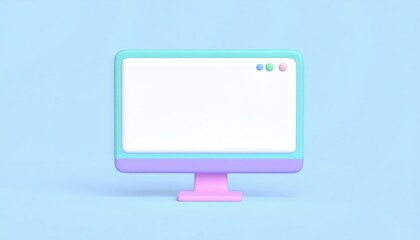 Pastel Colored 3D Computer Monitor Mockup