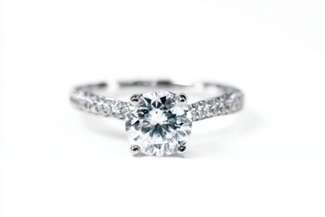 Elegant diamond ring jewelry on white background