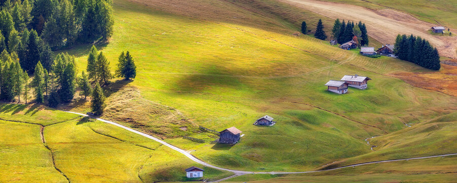 Alpe di Siusi Seiser Alm panoramic banner