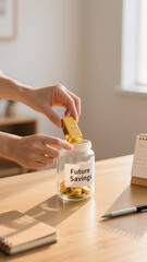 Gold Bar in Jar Labeled Future Savings &ndash; Financial Investment and Wealth Planning Concept