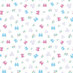 Ditsy bows and flowers seamless vector pattern