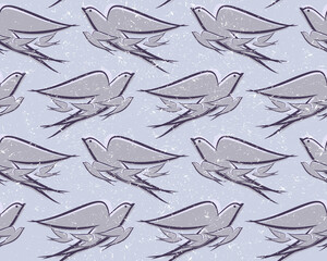 Seamless blue background with swallows.
