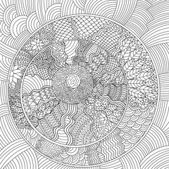 Abstract coloring book page for adults. Zen-tangle style.