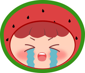 Cute Head Watermelon Crying
