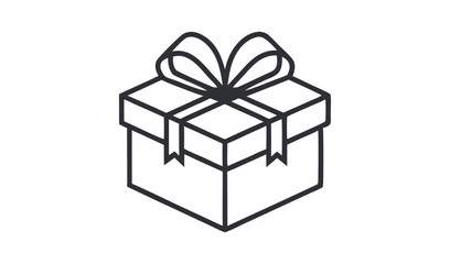 Simple line drawing of a gift box with bow