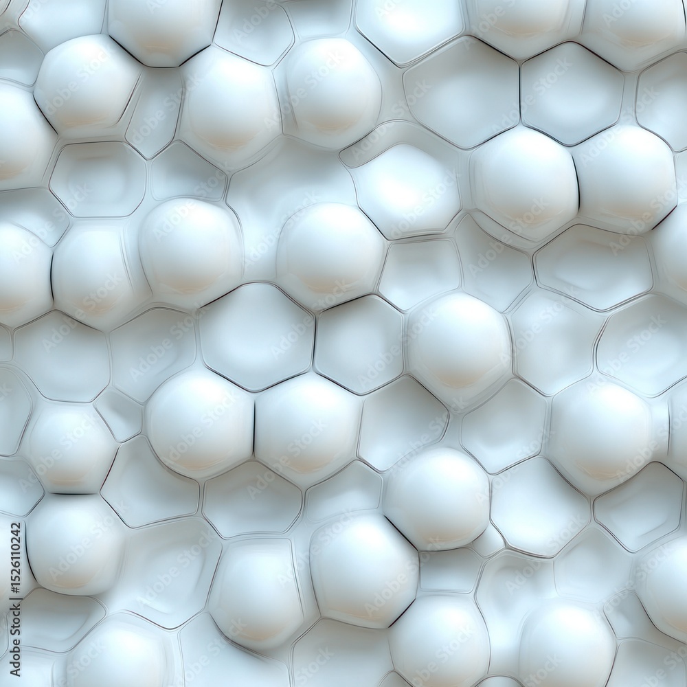 Aufkleber close-up of smooth, white, interconnected cellular or bubble-like structures forming a soft, abstrac