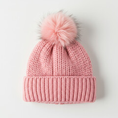 wool cap and knitting needles