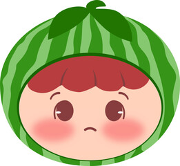 Cute Head Watermelon Sad