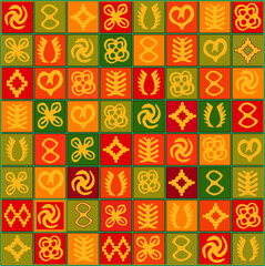 Colorful Seamless African-Inspired Geometric Pattern with Ethnic Motifs 1

