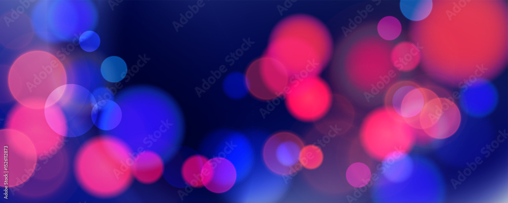 Poster abstract blurred background. vibrant bokeh lights. bright blur light effect. blue and red colors. ve