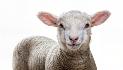 Fototapeta premium Cute White Lamb on Transparent Background Delightful Pureness Amidst Airy Simplicity, Perfect for Digital Art, Home Decor, or Design Inspiration.