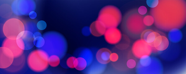 Abstract blurred background. Vibrant bokeh lights. Bright blur light effect. Blue and red colors. Vector illustration.