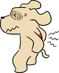 Illustration of dog got backache
