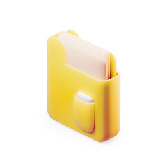 Minimalist Yellow Folder Icon with Document on a Transparent Background