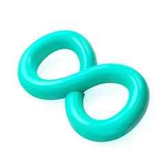 3D Glossy Teal Infinity Symbol on a Transparent Background
