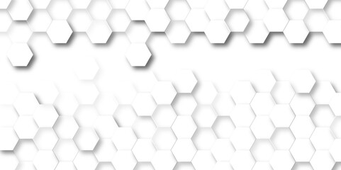 Abstract hexagon white background with shadow .white background Futuristic blue neon honeycombs. Modern technology design. Vector illustration.	