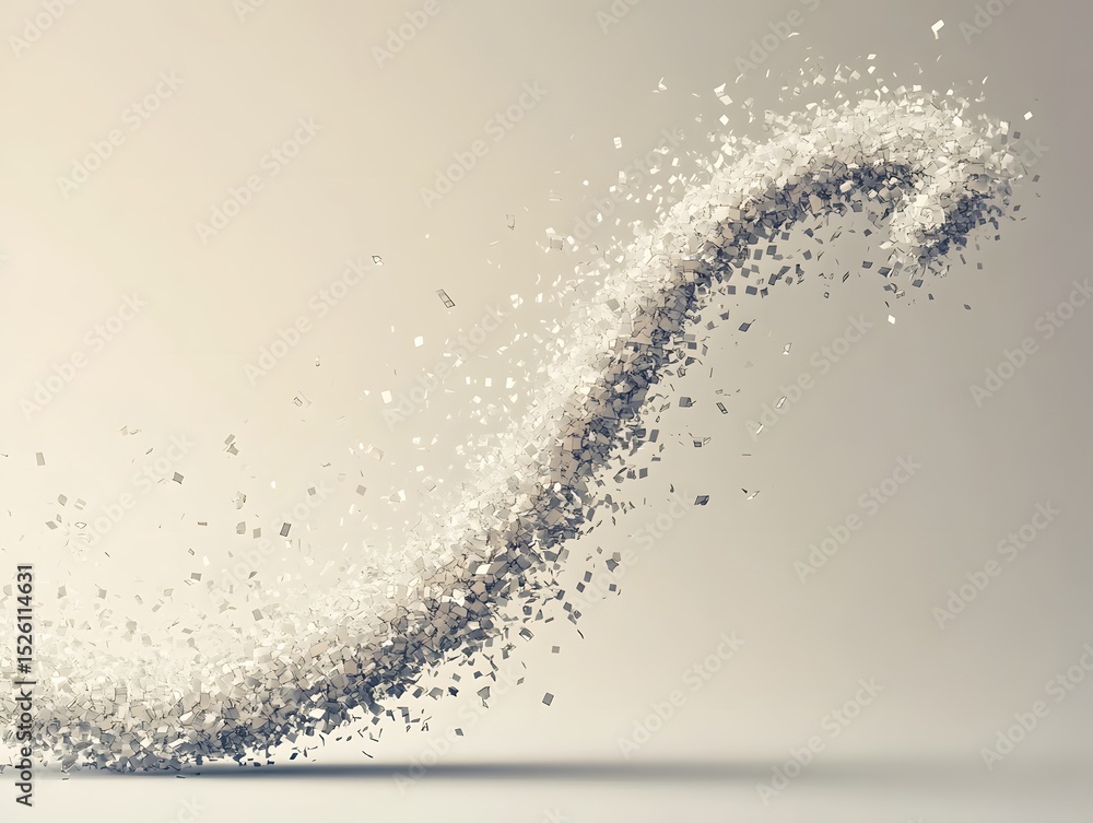 Poster This abstract graphic features a flowing stream of particles, creating a sense of movement and dynamism. Ideal for design projects that require a touch of elegance and modernity.