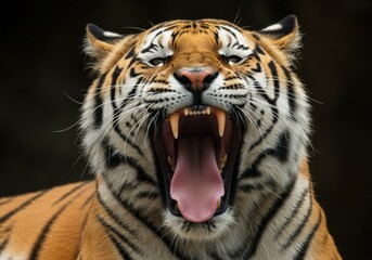 Obraz premium Majestic tiger roaring for international tiger day awareness and conservation efforts