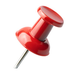 Red push pin isolated on transparent background