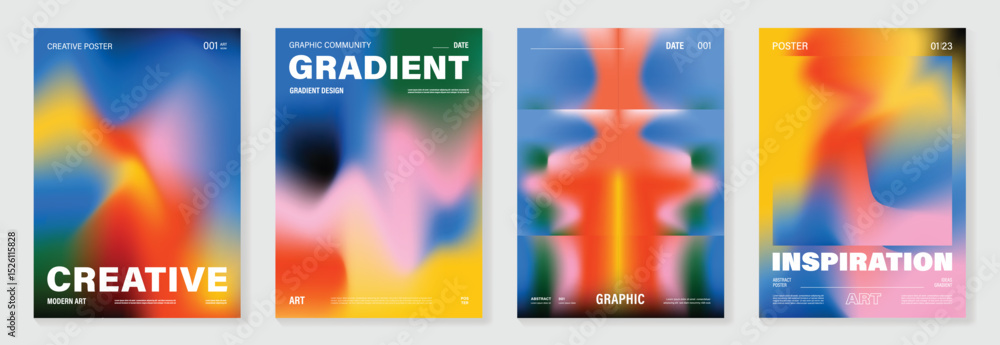 Aufkleber modern gradient poster background vector set. cover template with vibrant gradient mesh. ideal desig