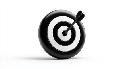 A clean and minimal vector illustration of an arrow hitting a target dartboard, symbolizing focus, accuracy, and goal achievement. Generative AI